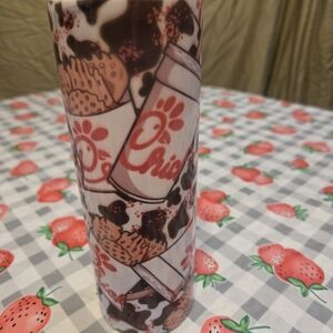 chick-fil-a cow,fries,drink Pattern Stainless Steel Tumbler W/lid 8.5in Tall